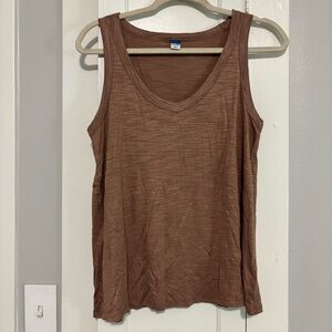 Women’s Rare Earth Old Navy Rust Brown Luxe Slub Knit Sleeveless V-Neck Tank Top